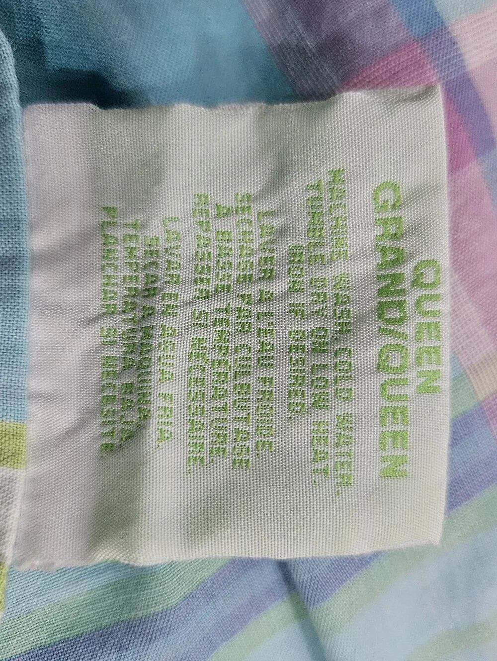 Designers Guild Pastel Plaid Twin/XL Duvet Cover Pink Blue Green Cotton Retro